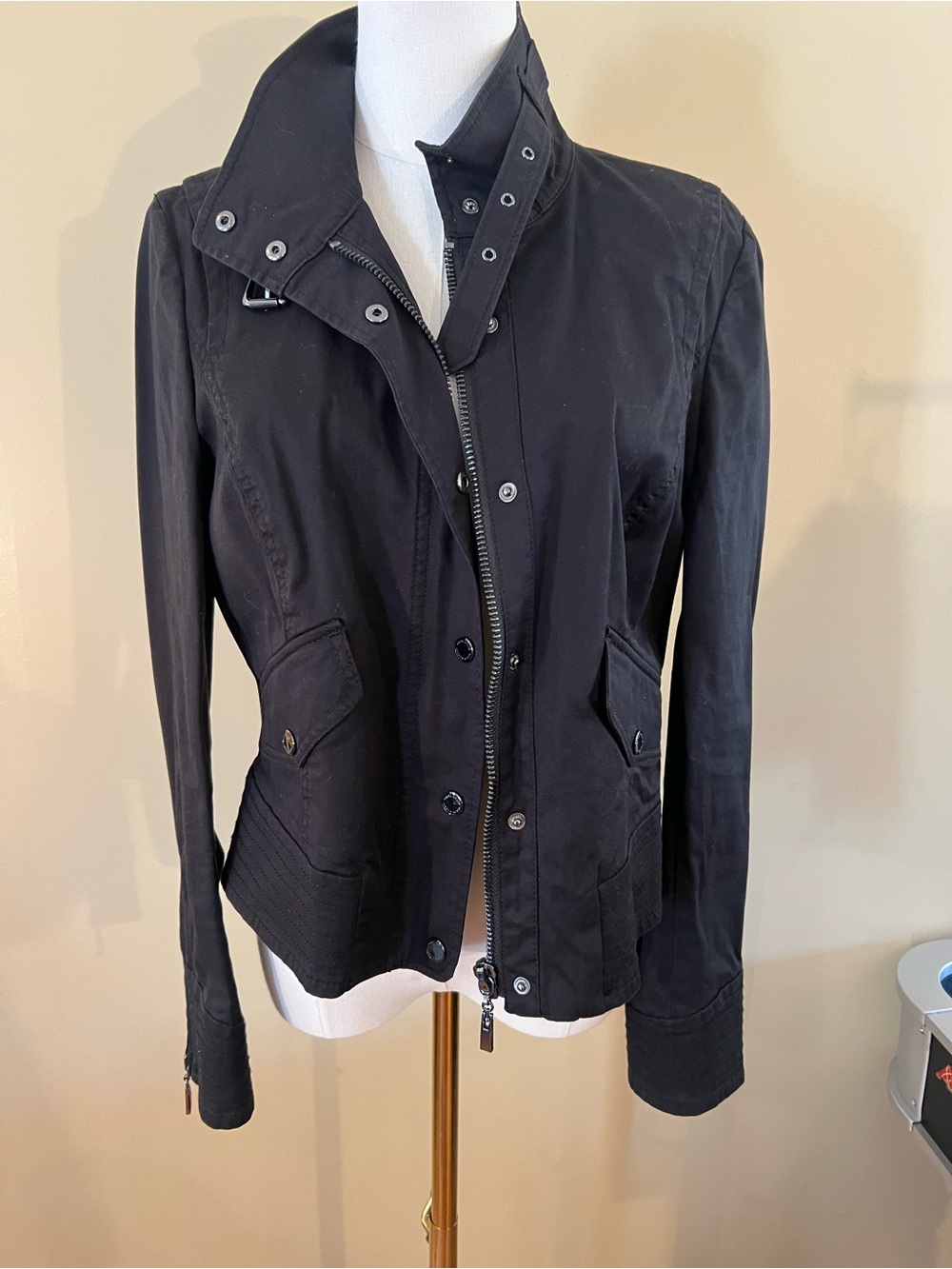 WHBM Black Cotton Utility Jacket